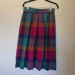 Vintage 90s College Town Colorful Plaid Skirt Midi